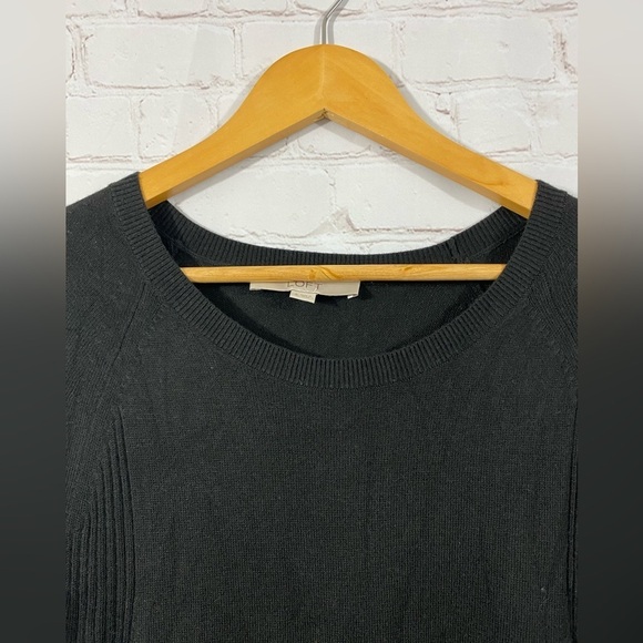 Loft Sweater Womens Size Small Black Round Neck Cotton Thin Cable Knit Top - Picture 5 of 6